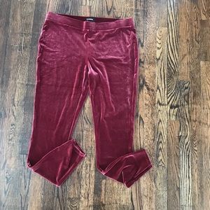 Express red velvet leggings